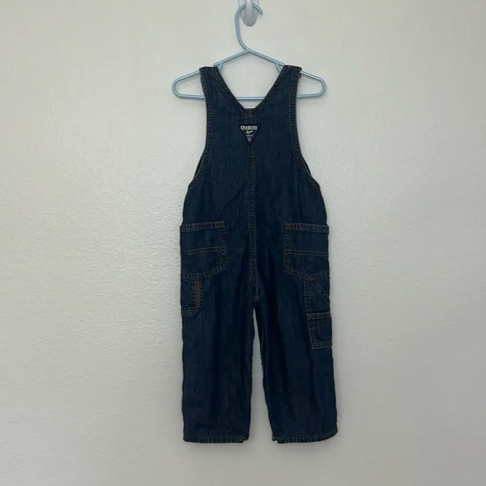 Oshkosh B’Gosh Vestbak Flannel Lined Buffalo Plaid Jean Denim Overalls 24 months